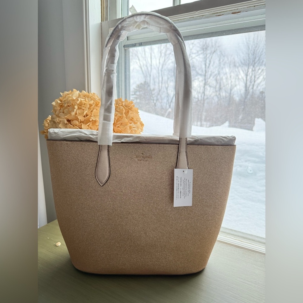 NWT Kate Spade Large Gold Glitter Tote